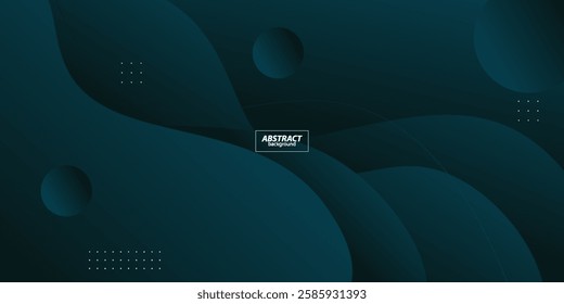 Abstract dark green geometric 3D background. Wave color background with circle pattern design. Fluid shape composition. Vector eps10