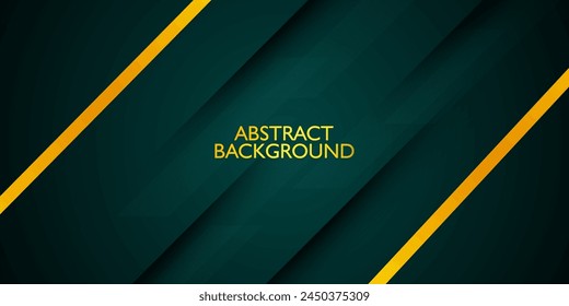 Abstract dark green gradient background with overlap line and gold frame. Abstract simple background for banner, brochure, presentation design, and business card. Eps10 vector