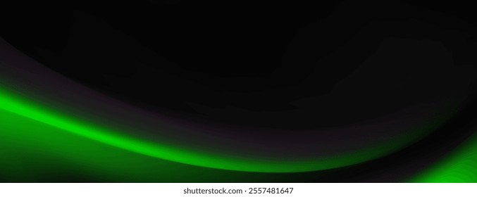 Abstract Dark Green Gradient Background, Smooth Curves, Digital Art,