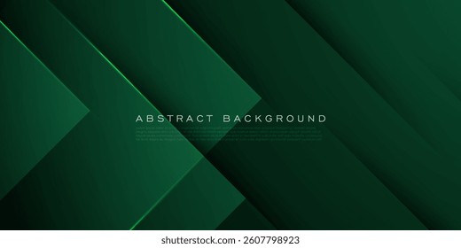 Abstract dark green gradient background. Simple overlap shapes pattern with light and shadow. Eps10 vector
