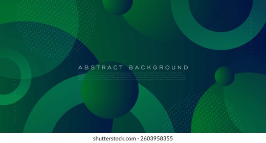 Abstract dark green gradient blue geometric circle 3D background. Modern concept pattern design. Eps10 vector
