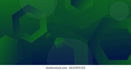 Abstract dark green gradient blue geometric circle 3D background. Modern concept pattern design