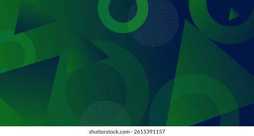 Abstract dark green gradient blue geometric circle 3D background. Modern concept pattern design