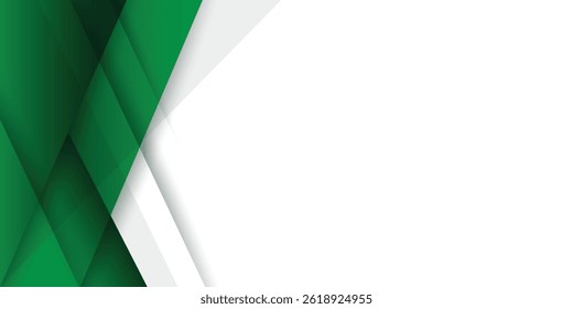 Abstract dark green gradient stripes geometric triangle dynamic composition with space horizontal banner presentation background