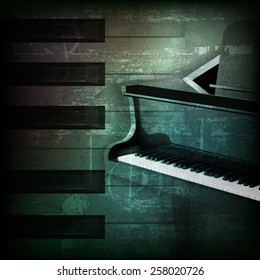 abstract dark green grunge background with grand piano