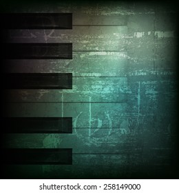 abstract dark green grunge background with piano keys