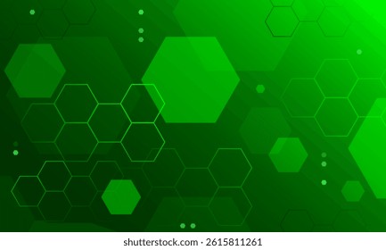 Abstract dark green hexagon background design. Vector illustration