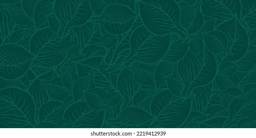 abstract dark green leaf floral pattern vector background illustration