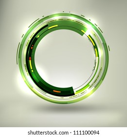 Abstract dark green lightened rounds, forming a cool placeholder with flashes and light effects. EPS10 vector.