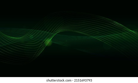 Abstract Dark Green Line Waves Background Stock Vector (Royalty Free ...