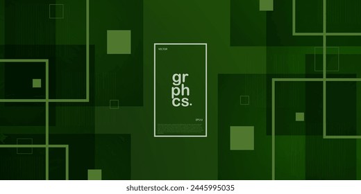 Abstract dark green overlap background template vector with square papercut pattern. Popular background with shadow design. Eps10 vector