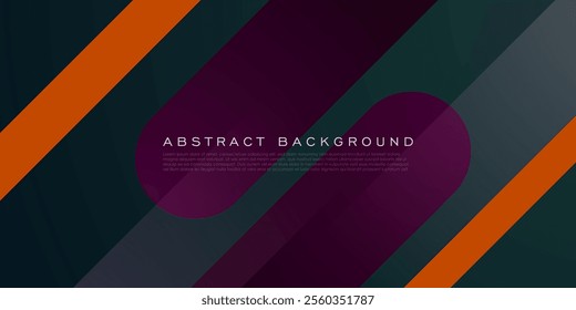 Abstract dark green and purple geometric background. Dark color with orange line combination. Dynamic banner concept. Eps10 vector