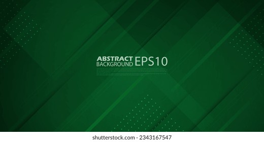 Abstract dark green sporty background geometric vector with overlay lines and shapes. Dark green background with simple pattern design. Eps10 vector