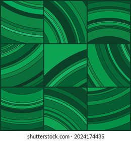 Abstract dark green textured tile. Liquid marbling ebru texture.  Stone ring drawing cross-section. Vector background
