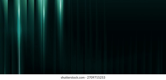 Fundo de linhas brilhantes verticais verde escuro abstrato