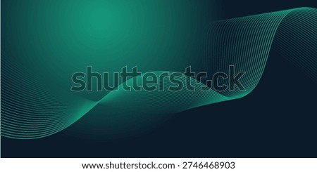 Abstract dark green wavy lines on dark background
