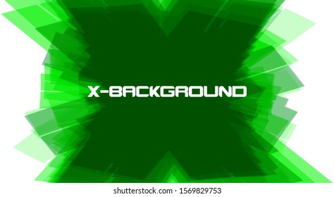 Abstract dark green x-background with tech X letter shape. Futuristic vector graphic pattern