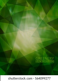 Abstract dark greenery template of poster background. Vector graphic pattern with triangles