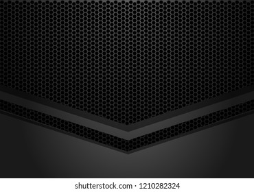 Abstract dark grey arrow direction on hexagon mesh pattern design modern futuristic background vector illustration.