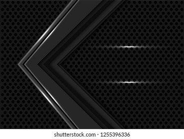 Abstract dark grey arrow direction on black circle mesh design modern futuristic background vector illustration.