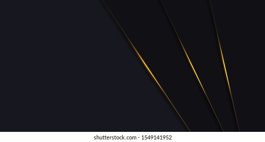 Abstract dark grey background with yellow light line on blank space. Futuristic dark luxury modern technology background. Vector illustration EPS10.