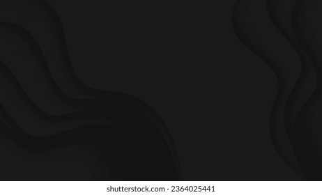 Abstract dark grey and black background with waved 3d design and space for text for poster, website, brochure, banner. Vector illustration