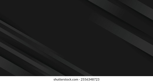 Abstract dark grey and black background with cut layered 3d design and space for text. modern black background.