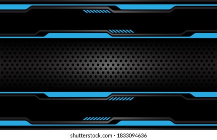 Abstract dark grey circle mesh banner on blue black cyber line design modern futuristic technology background vector illustration.