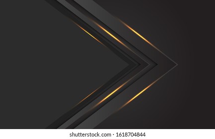Abstract dark grey gold light arrow direction with blank space design modern luxury futuristic background vector illustration.