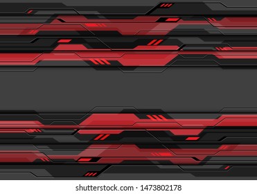 Abstract dark grey metallic cyber circuit with red light power system data design modern futuristic technology background vector illustration.