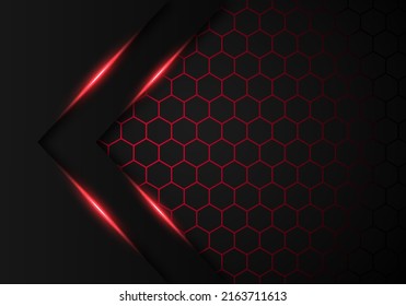 Abstract Dark Grey Metallic Overlap Red Light Hexagon Design Modern Luxury Futuristic Technology Background