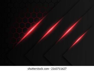 Abstract Dark Grey Metallic Overlap Red Light Hexagon Design Modern Luxury Futuristic Technology Background