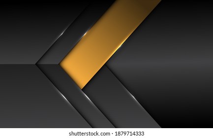 Abstract dark grey metallic yellow banner arrow direction with blank space design modern futuristic background vector illustration.