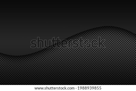 Abstract dark grey wave vector background with carbon fibre texture. Abstract metal geometric texture. Simple vector illustration