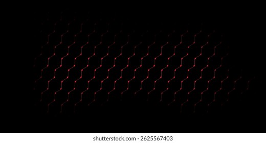 Abstract dark hexagon pattern on red neon background technology style. Modern futuristic geometric shape web banner design. You can use for cover template, poster, flyer, print ad. Vector illustration