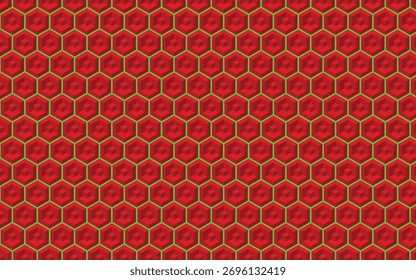 Padrão de hexágono escuro abstrato no estilo de tecnologia de fundo de néon vermelho.