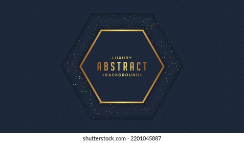 Abstract dark hexagon shape and golden glowing frame   shimmering glitters  Vector illustration 