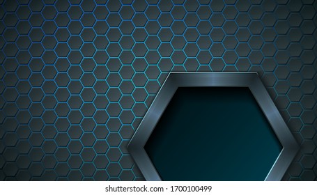 Fondo hexagonal futurista abstracto con marco. Ilustración del vector