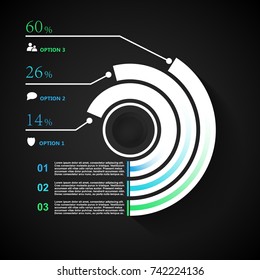 Abstract dark infographics number options template.Can be used for workflow layout, diagram, business step options, banner, web design.