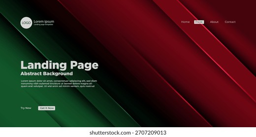 Abstract dark landing page background with gradient green and red design. Simple shadow textured with lights pattern realistic concept style. Eps10 vector