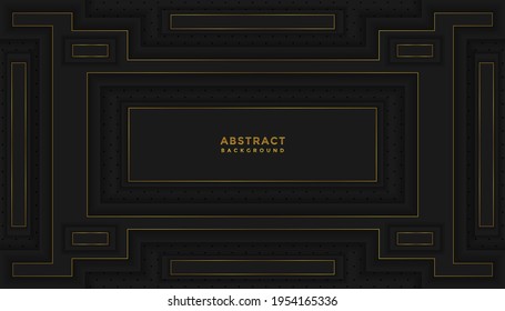 Abstract dark luxury background with golden shapes