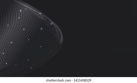 Abstract dark mesh triangle with glitter on black background with copy space for text. EPS10, vector, and illustration.