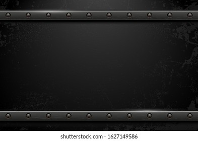 Abstract dark metal grungy background with copy space for your text - vector illustration