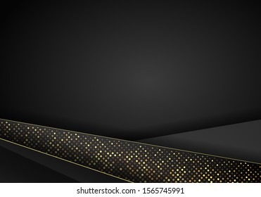Abstract dark metallic overlap background. Luxury Abstract 3D background with a combination of luminous polygons in 3D style. Graphic design glitters dots element decoration.