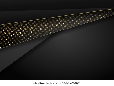 Abstract dark metallic overlap background. Luxury Abstract 3D background with a combination of luminous polygons in 3D style. Graphic design glitters dots element decoration.