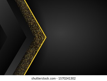 Abstract dark metallic overlap background. Luxury Abstract 3D background with a combination of luminous polygons in 3D style. Graphic design glitters dots element decoration.