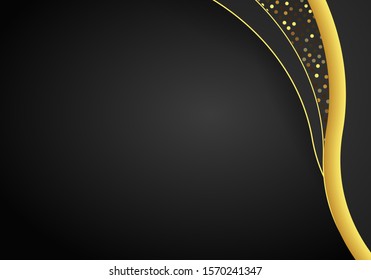 Abstract dark metallic overlap background. Luxury bright blue lines modern futuristic background. Technology design template. Texture with gold glitters dots element decoration.