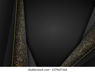 Abstract dark metallic overlap background. Luxury Abstract 3D background with a combination of luminous polygons in 3D style. Graphic design glitters dots element decoration.