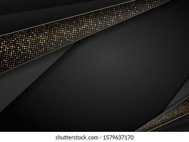 Abstract dark metallic overlap background. Luxury Abstract 3D background with a combination of luminous polygons in 3D style. Graphic design glitters dots element decoration.