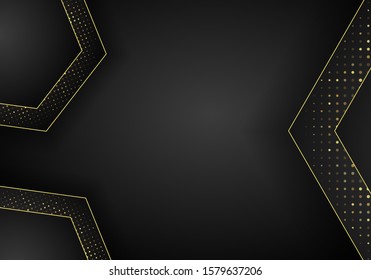Abstract dark metallic overlap background. Luxury Abstract 3D background with a combination of luminous polygons in 3D style. Graphic design glitters dots element decoration.